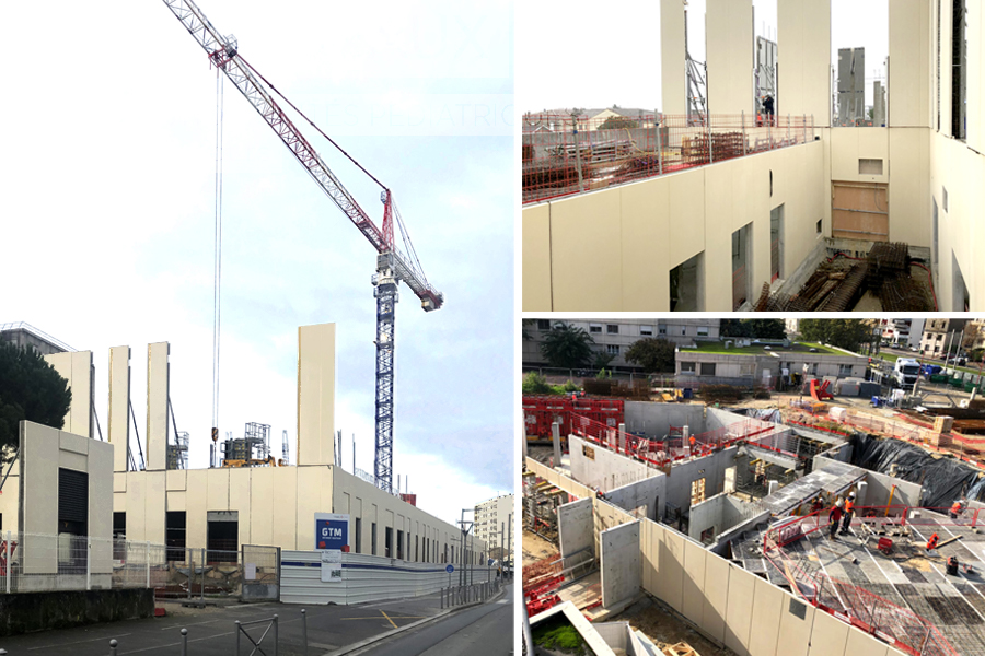 CHU BORDEAUX : Construction unités pédiatriques – Chantier en cours